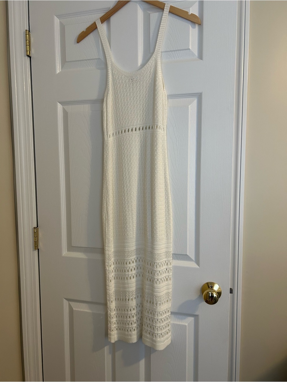 Sleeveless Cream Crochet Maxi Dress
